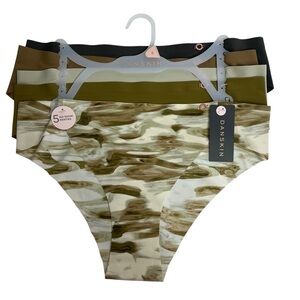 DANSKIN Women’s No Show Panties Sz Large Pkg/5 Bikinis Tagless Multi Colors Flaw